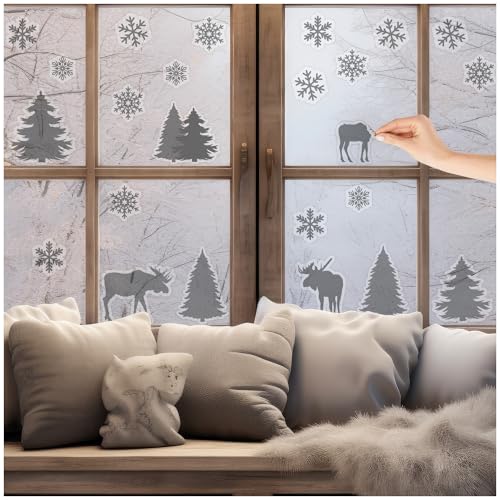 FoLIESEN - Winterliche Fensterbilder | statisch haftende Fenster-Sticker | Wiederverwendbare Winterdeko Fenster-Aufkleber, Skandi-Vibes von FoLIESEN