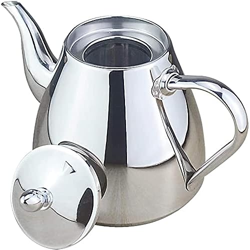 Teekanne aus poliertem Edelstahl mit Deckel, Haushalts-Teekanne, Teekanne mit Teesieb, Edelstahl-Teekanne 2,0 l für Zuhause oder Restaurant, 2,0 l von FoOhy