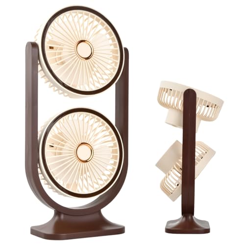 2 in 1 Tischventilator Mini Usb Ventilator Tragbarer Ventilator Klein Tischventilator Sehr Leise Handventilator Ventilator Akku 360° drehbarer Kopf für Schlafen Büro Heim Im Freien Küche (Braun) von Focenat