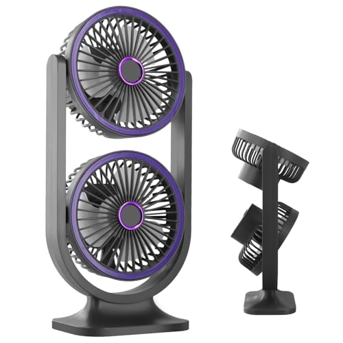 2 in 1 Tischventilator Mini Usb Ventilator Tragbarer Ventilator Klein Tischventilator Sehr Leise Handventilator Ventilator Akku 360° drehbarer Kopf für Schlafen Büro Heim Im Freien Küche (Grau) von Focenat