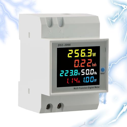 Focenat 6 in1 Digitaler Stromzähler Hutschiene,LCD Digitaler Energiezähler,Digitaler Energiezähler AC40-300V 100A,Wechselstromzähler Zähler,Geschlossenem Typ CT,passend für Hutschiene von Focenat