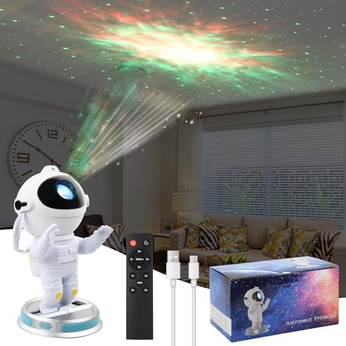 Focenat Astronaut Sternenhimmel Projektor, 360°Rotation Galaxy Nachtlicht mit Fernbedienung, Sternlichtprojektor, Schlafzimmer Deckenprojektion Lampe, Sternenprojektor Geschenk für Kinder Erwachsene von Focenat