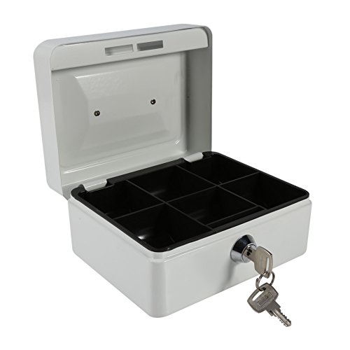1Pc Metal Cash Box, kleine tragbare Stahl abschließbare Cash Security Box, Resistant Safe Lock Box mit Schlüssel(Weiß) von Focket
