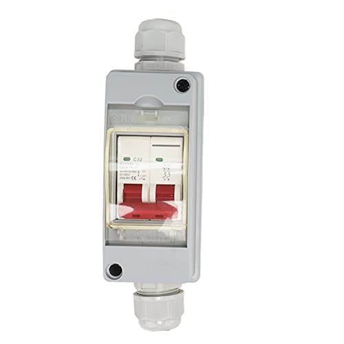 32A 500V PV DC Abschalt Schalter, MCB 2P Solar Strom Waschbecken Luft Schalter, Miniatur Leistungs Schalter mit IP65 Wasserdichtem Verteiler Kasten für Solar Panel (Ohne Kabel) von Focket