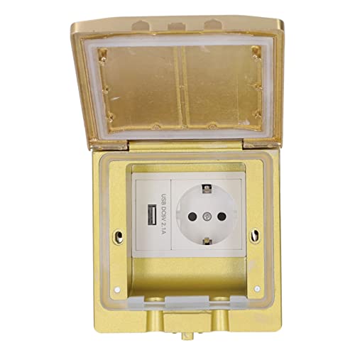 Bodenkastenabdeckung mit Klappdeckel, 2500 W, 250 V, 16 A, Integrierte USB-Steckdose IP55 Wasserdicht Bodensteckdose, Wetterresistent, Bodenauslass aus Messing Passend für Büro von Focket