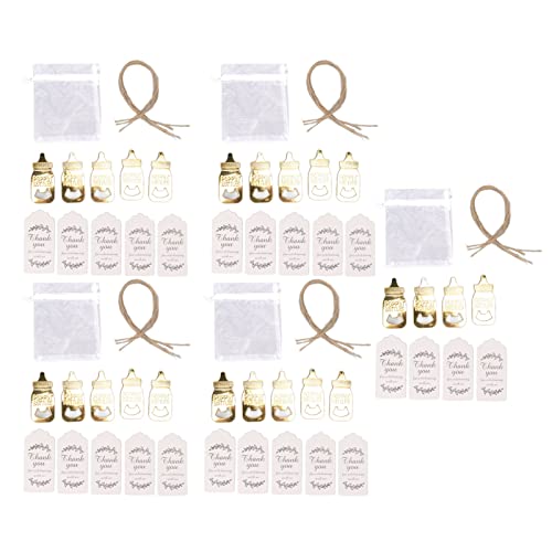 Flaschenöffner in Form Einer Babyflasche, Packung mit 24 niedlichen Babyflaschenöffnern für die Babyparty, mit exquisiter Verpackung, Baby Shower Return Gifts for Guest (Golden) von Focket