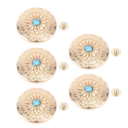 Focket 5 Sets Legierungsnetze und Schraubenset, 30 Mm Goldenes Muster Blaues Steinknöpfe 4,5 Mm Gekreuzte Schrauben Nietschrauben -Kit für Lederhandwerkskleidungsgurte mit Rostsicheren Focket 5 Sets Legierungsnetze und Schraubenset, 30 Mm Goldenes Muster Blaues Steinknöpfe 4,5 Mm Gekreuzte Schrauben Nietschrauben -Kit für Lederhandwerkskleidungsgurte mit Rostsicheren von Focket