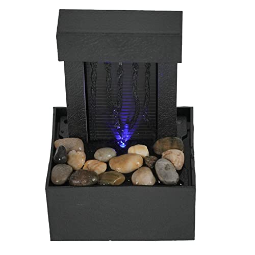 Focket Desktop Brunnen, USB LED beleuchteter Wasserfall Wasserbrunnen mit Steinen, Zen Entspannung Indoor Tischbrunnen Mini Wasserfall für Büro Schlafzimmer, Home Decor von Focket