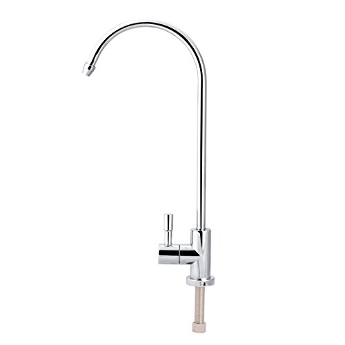 Focket Edelstahlhahn Wasserhahn, 1/4 Zoll 360 ° Rotation Schwanenhals Spültischarmatur Chrom Umkehrosmose RO Trinkwasserfilter, robust und langlebig für Wasserreiniger, Wasserenthärter usw von Focket