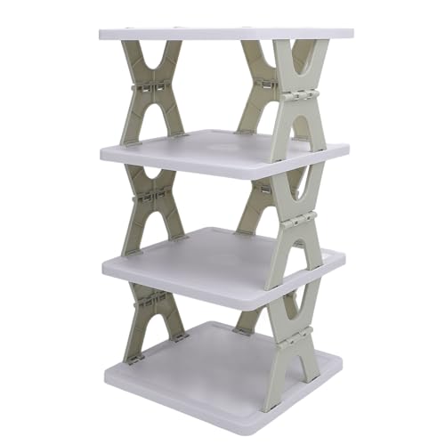 Focket Faltbarer Schuhregal, 4 -Tier -Stapelschuh Aufbewahrungsbox mit Einstellbarem Design für Kleine Räume Schrankeingangsschlafzimmer von Focket