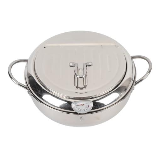 Focket Frittierfitcy -Topf, Edelstahl -Fry Topf mit Fahrenheit Thermometer und Öl Tropfabflussregal für Hähnchenkartoffeln Tempura (24cm) von Focket