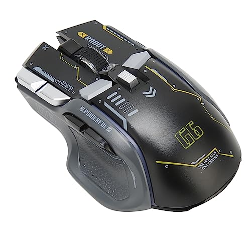 Focket Gaming-Maus, 2.4G kabelgebundene kabellose RGB-Computermaus mit 10 programmierbaren Tasten und 11 Hintergrundbeleuchtungsmodi, 4000 DPI einstellbare ergonomische Maus (Schwarz) von Focket