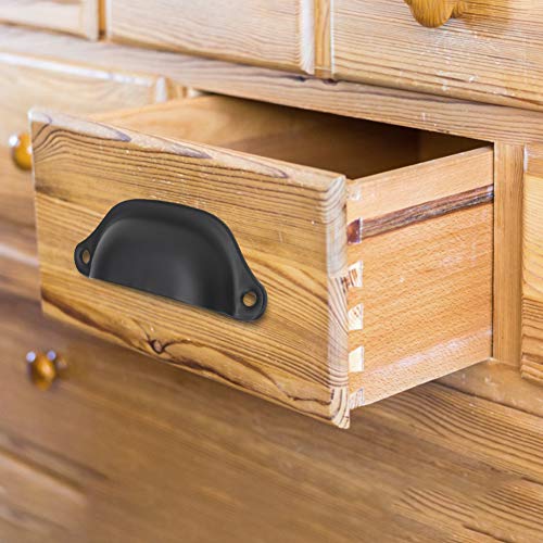Focket Halbkreisförmiger Eisen Bücherregal Pull Shell Griff Glänzend Retro für Schrankschubladen -Enthusiasten (BLACK) von Focket