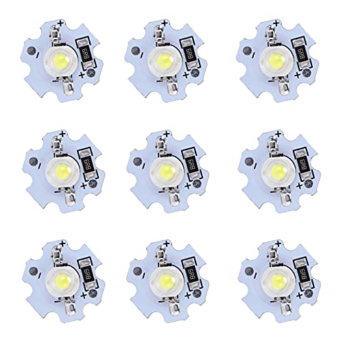 Focket Hohe Helligkeit 1W LED -Chips 10pcs 5 -V Lampenperlen für DIY Beleuchtungskörper. Start, Geringer Stromverbrauch, Passt für Taschenlampen, Scheinwerfer (#9) von Focket