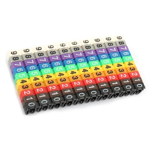 Focket Kabelmarker Eingestellt für 2,5 Mm Anwendbarer Durchmesser 3,0-4,0 Mm, 10 Teile, Zahlen 0~9, Kunststoffmaterial (100pcs KCM-2.5mm 2,5 Quadratmeter) von Focket