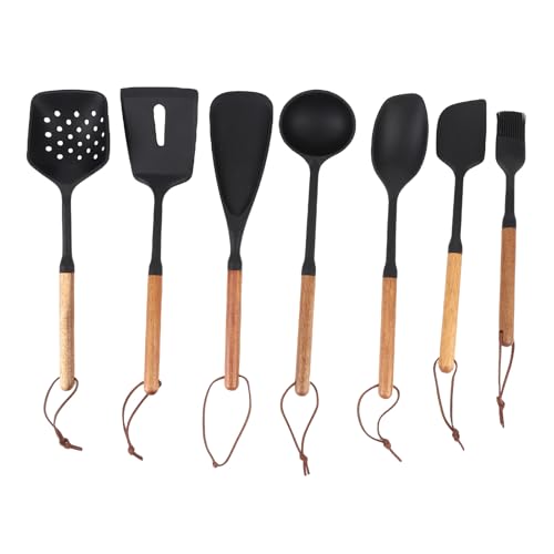 Focket Küchenutensilien -Set, 7pcs Silikon -Spatel Turner Löffel Set mit Holzgriff Zum Braten Servieren Umdrehen Focket Küchenutensilien -Set, 7pcs Silikon -Spatel Turner Löffel Set mit Holzgriff Zum Braten Servieren Umdrehen von Focket