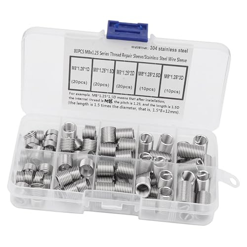 Focket M8*1,25 Edelstahl -Gewinde -Reparatur Einsatzkit mit 80 Pcs Coiled Draht Helik von Focket