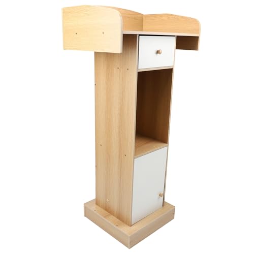 Focket Podium Stand, 48,8 Zoll Moderner Holzabschnitt mit Lagerregal Professionelles Präsentationspodium für die Sprachkonferenz der Hochzeitskirche Im Klassenzimmer von Focket