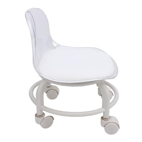 Focket Rolling Stuhl, Acrylstuhl mit Rückenunterstützung für Büro -Garagenkonsum mit Universalrädern für Niedrige Stuhlbedürfnisse (transparentes Grau) von Focket