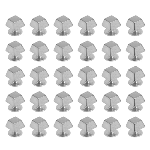 Focket Schuhe Dekorative Nieten, 30 Sets Trapez Zinklegierung Nieten 8mm mit 6 Mm Eisenschrauben für Handtaschen Schuhe Kleidung (SILVER) von Focket