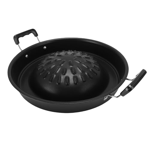 Focket Thai BBQ Grill Pfanne, 2 in 1 Nicht -Stick -Aluminium Hot Pot Grill Charcoal Pan für den Gebrauch Im Innenbereich Im Freien mit Gleichmäßiger Heizung für (30 cm/11.81in schwarz) von Focket