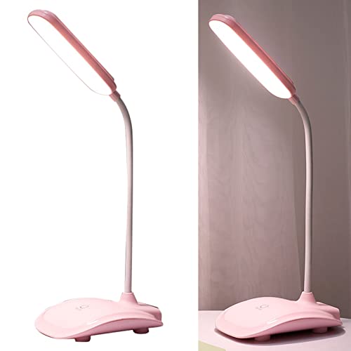 Focket Tischlampe, Dreistufige Farbtemperatur, LED-Schreibtischlampe, Verstellbarer Winkel für die Schule (Rosa) von Focket