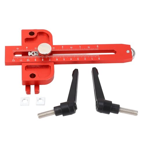 Focket Tischsäge JIG, Aluminiumlegierung Schmale Ripping Guides mit Roller -Dual -Skalen für 3/4x3/8 3/8x1/4 Zoll T Slot (Rot) von Focket