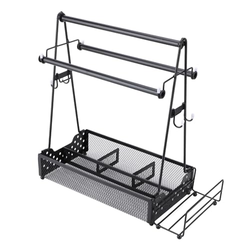 Focket Utensil Caddy, Kohlenstoffstahl Wasserdicht Beschichtetes Grill Caddy mit 4 Fächern 2 Papiertuchhalter Zum Camping -Picknick von Focket