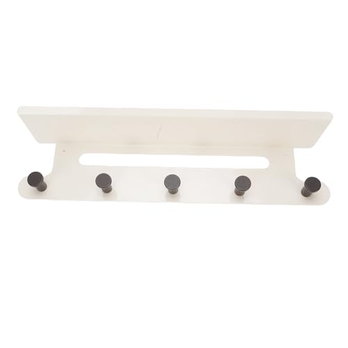Focket Wandgarderobe mit Ablagebrett, Wandgarderobe für den Eingangsbereich mit 5 Haken zum Aufhängen von Kleidung, Hüten und Handtüchern, für Schlafzimmer und Wohnzimmer (WHITE) von Focket
