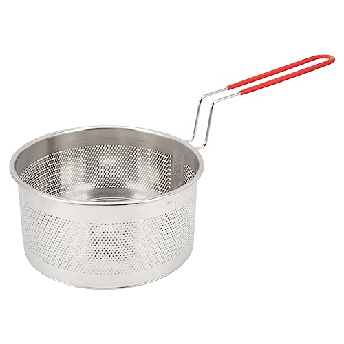 Frittierkorb, Edelstahl-Fritteusenkorb mit Langem Griff, Runder Pommes Frites-Korb aus Drahtgeflecht, Siebkorb, Sieb für Pommes Frites, Zwiebelringe, Hähnchenflügel (Mittel 18 cm) von Focket