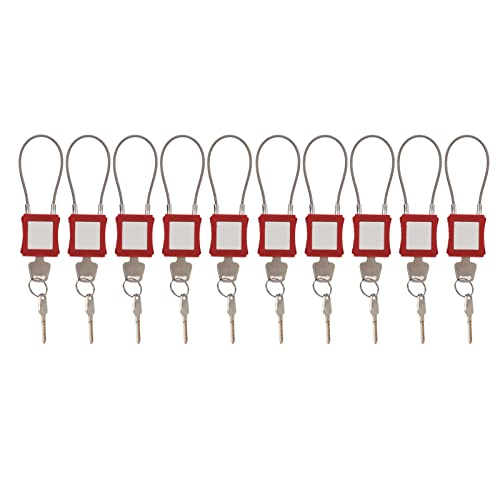 Focket Lockout-Tagout-Schlösser, 10 Sätze Stahlkabel Elektrisch Lockout-Tagout-Schlösser Gleichschließend, Löschbare Etiketten Vorhängeschloss mit Schlüssel Sicherheitsschlösser für Türen von Focket