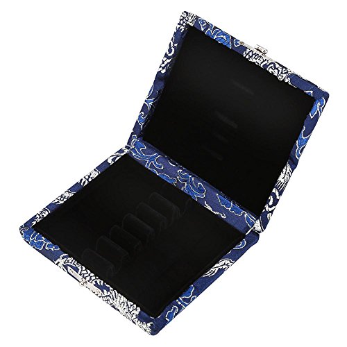Oboe Reeds Case, Holz Seide Stoffbezug Weiche Stoff tragbare 6pcs Reed Holder Aufbewahrungsbox mit atmungsaktiven Löchern, solide und langlebig für Oboe Reeds(Blau) von Focket