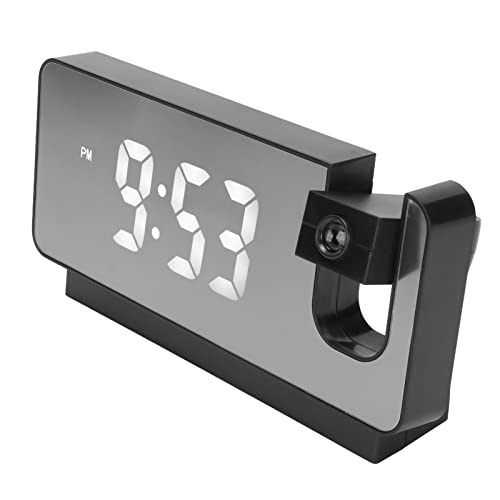 Projektionswecker für Schlafzimmer, 180° Projektor Digitalwecker mit Großem LED Bildschirm, Digitaluhr HD LED Wecker mit Uhrzeit Datum Temperaturuhr für Schwerschläfer (Schwarz) von Focket