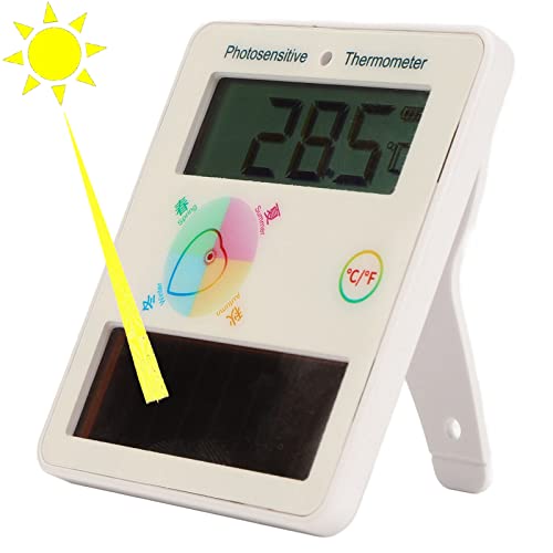 Solar Thermometer für Den Innen und Außenbereich, Solarbetriebenes Großbild Innenthermometer mit Faltbarem Halterungsmagneten, Fahrenheit oder Celsius Digitalthermometer mit Hoher Genauigkeit Solar Thermometer für Den Innen und Außenbereich, Solarbetriebenes Großbild Innenthermometer mit Faltbarem Halterungsmagneten, Fahrenheit oder Celsius Digitalthermometer mit Hoher Genauigkeit von Focket