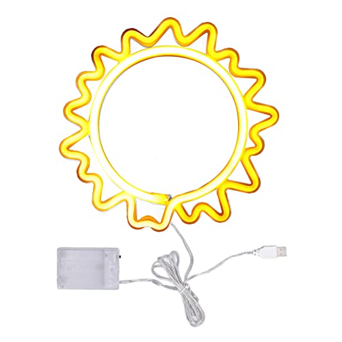 Sonne Neonlichter, LED Sonne Neon Zeichen Wanddekoration USB Wiederaufladbare Batteriebetriebene Nachtlampe, wasserdichte Sonne Form Lampe für Schlafzimmer, Bar, Party, Weihnachten von Focket