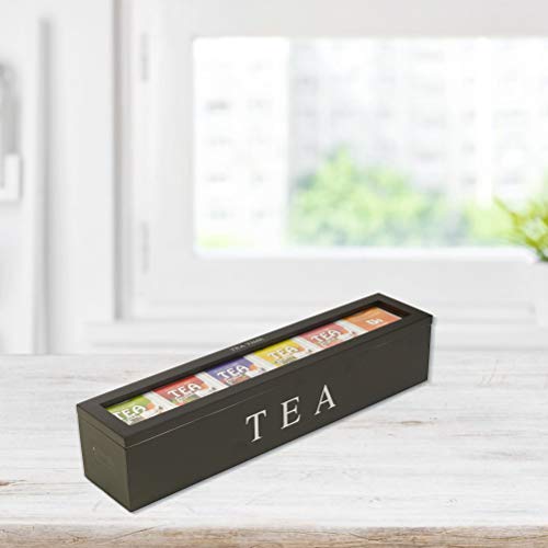 Teebeutel-Organizer, 5 Fächer, Transparente Tee-Aufbewahrungsbox aus Holz für Getrocknete Blumen (Weiß) von Focket