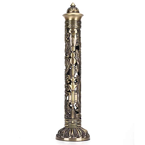 Weihrauch Turm Brenner Halter - Tragbare Bronze Dragon Phoenix Relief Retro Nostalgie Vertikale Stick Halter Mit Handwerk Aufbewahrungsbox Asche Catcher Sticks von Focket