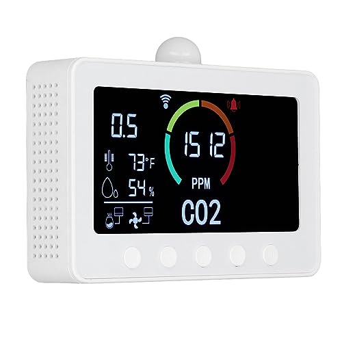 CO2-Monitor, WiFi Smart High Accurate Air Quality CO2-Detektor, 2-Kanal-CO2-Monitor mit Relais-Steckdose für Tuya APP, Temperatur-Feuchtigkeits-Digital-CO2-Messgerät Kohlendioxid von Fockety