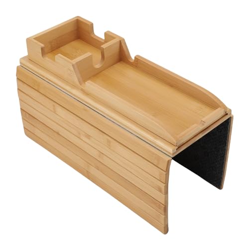 Couch Arm Tablett, 2 in 1 Design Anti -Schlupffalt -Sofa -Armlehnenschale mit Abnehmbarem Couch -Tasse, Anti -fallender Holzsofa -Armtisch für Snacks, Getränke, Telefon, Essen von Fockety