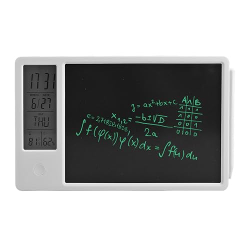 Elektronisches Doodle-Board, 10-Zoll-wiederaufladbares LCD-Schreibtablett, Digitaluhr und Kalender mit Temperatur und Luftfeuchtigkeit, Stift, Wiederverwendbarer Schreibblock für von Fockety