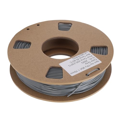 Fockety 1,75 mm TPU-3D-Druckerfilament, Härte 95A, flexibler Druckerfilament-Ersatz, Maßgenauigkeit +/- 0,02 mm, für die meisten 3D-Drucker, Grau von Fockety