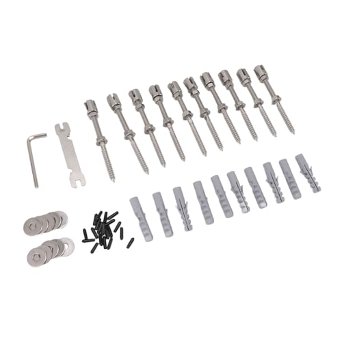 Fockety 10Sets Drahtgitter-Kit, Edelstahl Grüne Wand Espalier-Spalier-Spalier für Kletter-Pflanzen Im Frei, Hochleistungs-Kreuz-Kabel-Klemm-Spalier-System für (Mit Stahldraht) von Fockety