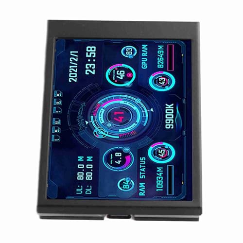 Fockety 3,5-Zoll-IPS-USB-bildschirm, Computer-Temperaturmonitor, Vollanicht-PC-Temperaturanzeige für Aida64 PC-CPU-RAM-FESTPLATTENTATEN PC-Sensorpanel-Anzeige-Computer (BLACK) von Fockety