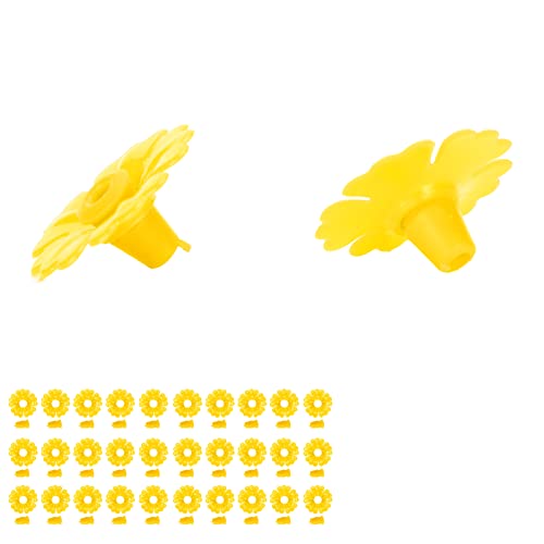 Fockety 30 Stück Kolibri-Futterspender-Eratzblumen, Leuchtende Farben, Kunststoff-Vogelfuttter-Ersatz, Langlebige Kolibri-Futterspender-Blume MIT Blumenmotiven Betende (Yellow) von Fockety