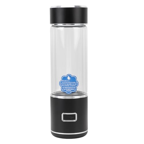 Fockety 300 Ml WASSERSTOFF WASSERFLASCHENGENERATOR, 1600PPD GLAS WASSERIONISATOR, WASSSTOFFREICHERES WASSERGLAS SEBENSBECHER für (BLACK) von Fockety