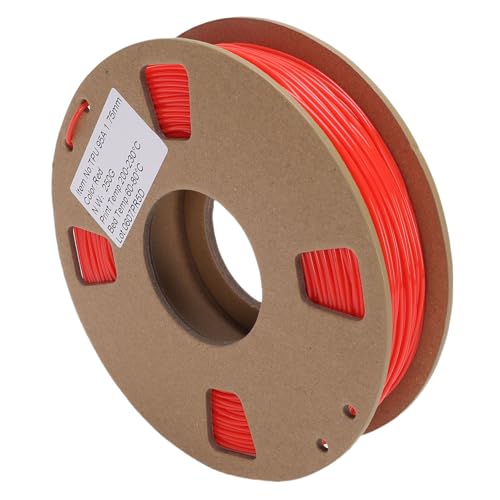 Fockety 3D-Druckerfilament, PLA-Filament 1,75 Mm Bündel Genauigkeit +/- 0,02 Mm, 250 G Spool Hochelastizität 3D-Drucker Flexible Filament für die Meisten 3D-Drucker Anpasst (Rot) von Fockety