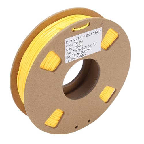 Fockety 3D-Druckerfilament, PLA-Filament 1,75 Mm Bündel Genauigkeit +/- 0,02 Mm, 250 G Spool Hochelastizität 3D-Drucker Flexible Filament für die Meisten 3D-Drucker Anpasst (YELLOW) von Fockety