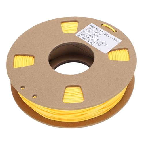 Fockety 3D-Druckerfilament 1,75 mm, 95A TPU, flexibles, hochelastisches Druckerfilament, Ersatz, Maßgenauigkeit +/- 0,02 mm, für die meisten 3D-Drucker (YELLOW) von Fockety