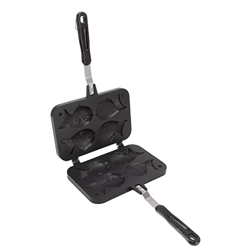 Fockety 4 Tabletts Taiyaki Fischform Kuchenform, Antiwatten -Waffelkuchenform, Waffelm MIT Anti Verbrühungsgriff, Fischförmige Pfannkuchen Doppelform Zum Hinteren Von Diy von Fockety