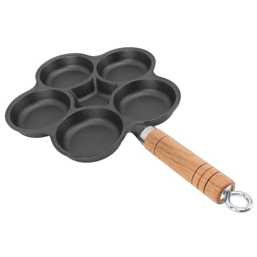 Fockety 5-Loch-Eierpfanne, Gusseisen-Antihaft-Frühstückspfanne mit Massivholzgriff, Schnell Erhitzende Pfannkuchen-Omelettpfanne, für Gasherd und Induktionsherd Fockety 5-Loch-Eierpfanne, Gusseisen-Antihaft-Frühstückspfanne mit Massivholzgriff, Schnell Erhitzende Pfannkuchen-Omelettpfanne, für Gasherd und Induktionsherd von Fockety